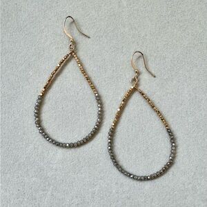 Erin McDermott Gold and Gray Moonstone faceted sparkle Teardrop Earrings